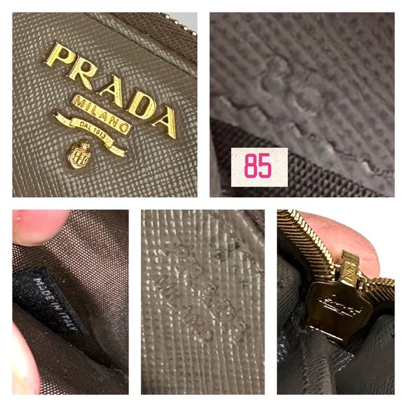 💯 PRADA Logo Gray Saffiano Leather Zippered Wallet on Chain w/ auth cert - Picture 7 of 12